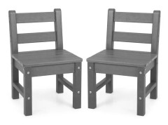 COSTWAY Set med 2 PE Plast Barnstolar - 34 x 33 x 57 cm (L x B x H) Grå