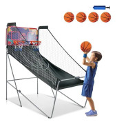 COSTWAY Arcade Basketball Game Double Shootout Double Hoop elektronisk resultattavla med 4 bollar, 1 pump Basket Hoop Lila