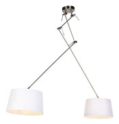 Hängande lampa med linneskärmar vit 35 cm - Blitz II stål