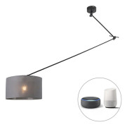 Smart hänglampa svart med skärm mörkgrå 35 cm inkl Wifi A60 - Blitz