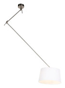 Hängande lampa med linneskärm vit 35 cm - Blitz I stål