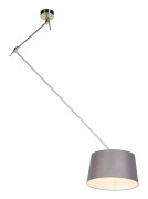 Hängande lampa med linneskärm mörkgrå 35 cm - Blitz I stål