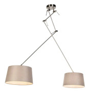 Hängande lampa med linneskärmar taupe 35 cm - Blitz II stål