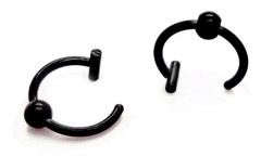 Fakepiercing av Rostfritt Stål - 8 mm - Svart