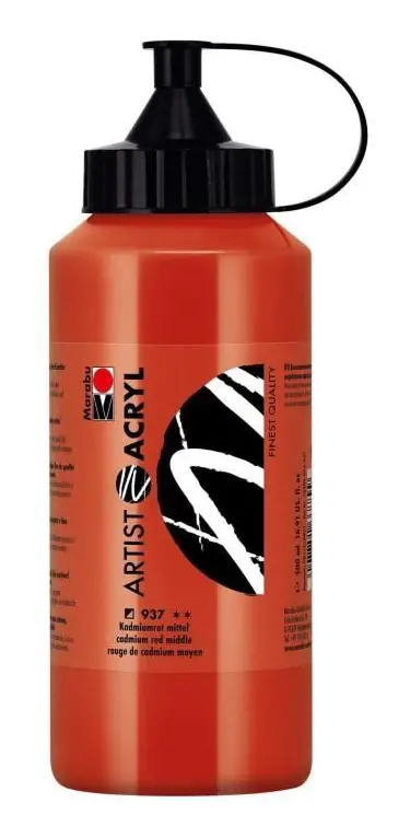 Artist Akrylfärg, 500 ml, Kadmiumröd