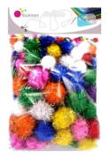 Metallic Pompoms - Blandade färger och storlekar - 200 stycken - Sodertex Multicolor - Assort.
