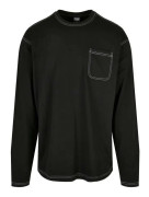 Urban Classics Oversized Långärmad T-shirt med kontrastsöm - svart/vit - XL