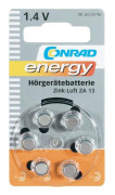 6 x Conra 1,4V 650 mAh ZA13 zink-luftknappbatterier...