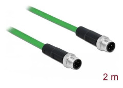 DeLOCK - Nätverkskabel - M12 (4-stift) (M) till M12 (4-stift) (M) - 2,0 m - SF/FTP - halogenfri - grön (85918)