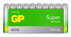 GP Super Alkaline Battery, Size AAA, 24A/LR03, 1.5V, 20-pack