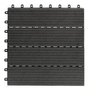 Gartenfreude Set med 10 väderbeständiga WPC-plattor av bambu/plast, lätt att installera, mörkgrå Ca. 0,9 m 30 x
