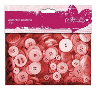 Papermania PM354304 - DEKORATIVT REDSKAP - Röd knapp sortiment 250g