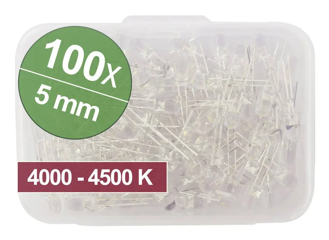 Quadrios LED-sortiment Naturhvid 5 mm 20 mA 3,0 V