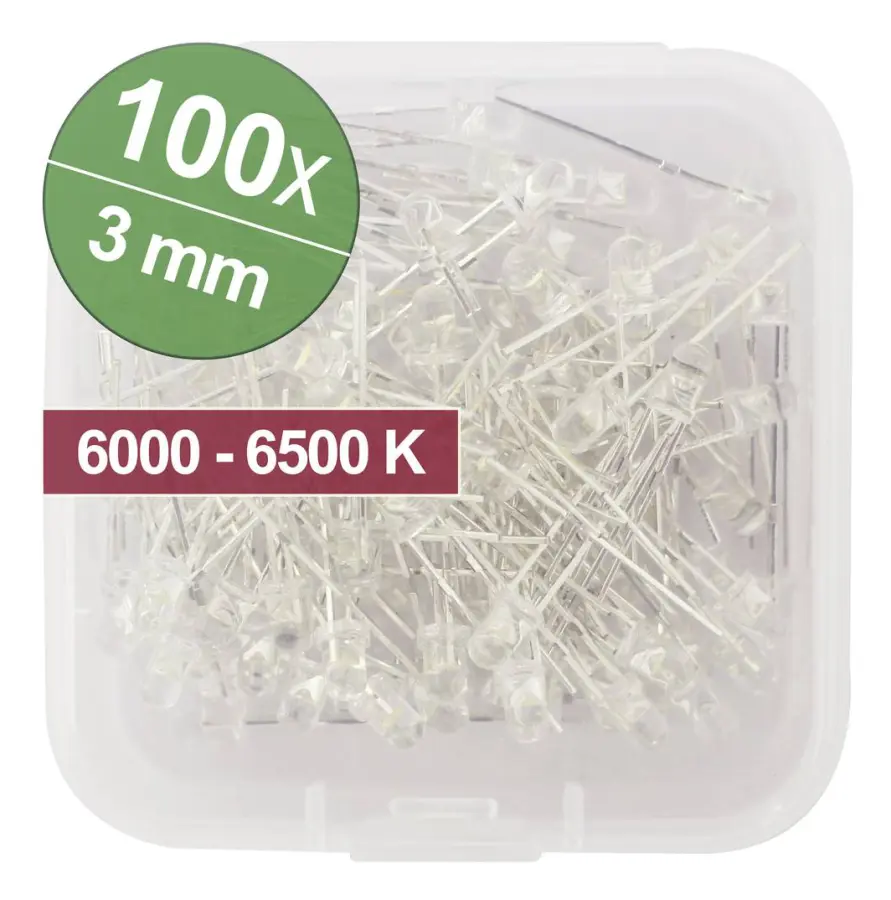 Quadrios LED-sortiment kallvit 20 mA 3,0 V (1802O032)