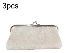 2022-09-2 3pcs Flannel Colorful Leopard Print Ladies Clutch Bag Buckle Coin Purse(White)