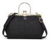 036 Vintage Spänne Handväskor Läder Justerbar Crossbody-väska (Spetssvart)