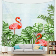 Tropisk grön flamingotapet