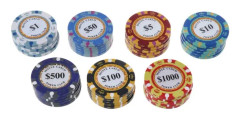 100 PCS Texas Hold'em Clay Chips Professional Casino Coin(Par Value and Color Random Delivery)