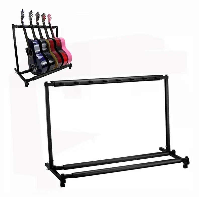 Hopfällbar lång metallgitarrdisplayhylla, specifikation: Sju rack