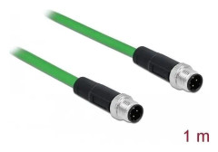 Delock - Nätverkskabel - 4 stifts M12 (hane) till 4 stifts M12 (hane) - 1 m - SF/FTP - halogenfri - grön