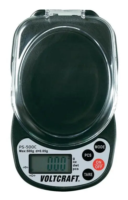 VOLTCRAFT PS-500C Fickvåg Vägningsområde 500 g Läsbarhet 0.05 g batteri Svart