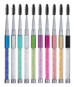 Plastic Pole Eyelash Brush Rhinestone Pole With Pen Sleeve Spiral Eyelash Brush(Rose Red)