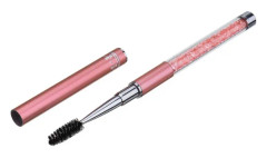 Plastic Pole Eyelash Brush Rhinestone Pole With Pen Sleeve Spiral Eyelash Brush(Pink)