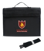 Office Fiberglass Cloth Filing Portable Fire Resistant Waterproof Safe Bag Folder(Black)
