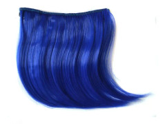 Color Gradient Invisible Seamless Hair Extension Wig Piece Straight Hair Piece Color Bangs Hair Piece(Sapphire Blue)