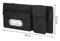 Car Sheepskin Leather Sun Visor Storage Clip (Black)