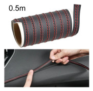 0.5m Car Center Console Interior Modification Leather Gap Strip(Black Red)