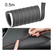 0.5m Car Center Console Interior Modification Leather Gap Strip(Black Beige)