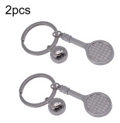 2pcs Simulation Tennis Racket Metal Key Chain Small Gift(BY-297)