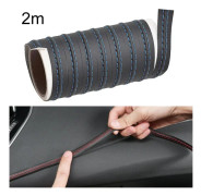 2m Car Center Console Interior Modification Leather Gap Strip(Black Blue)