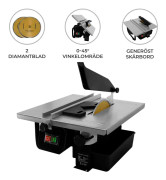 Våt Kakelskäre Bordssåg Elektrisk 600W 230V 2 x GRATIS 180mm Diamantblad 330 x 360mm Bänkskiva 35mm Skärdjup 2950 RPM 0-45° Skärmaskin Rostfritt Stål