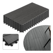 LZQ WPC plastgolvplattor Terrassplattor 30 x 60 cm, Trälook, Vattenfiltrerbar, Klippbar, 6 st - 1 m² Antracit