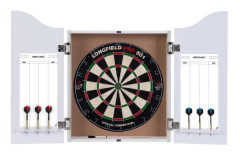Dartskåp i trä - ENGELHART - Sisalmål - 2 set med 18 GR pilar