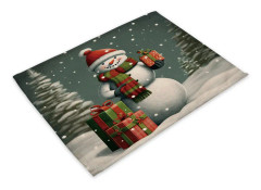 Julbordsmattor i bomull och linne 4-pack