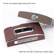 Car Clock Tissue Box Multi-Function Vehicle Instrument Table Paper Towel Box, Style: Clock+Parking Card (Gray)