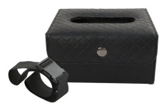 DERANFU Multi-function Car Backseat Hanger Armrest Box Leather Towel Box(Black)