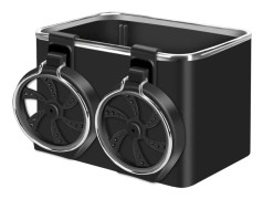 Car Paper Box Hanging Armrest Box Storage Box Cup Holder(Black Double Cup)