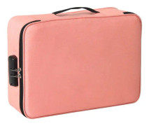 Large Capacity Multi-layers Foldable Fabric Document Storage Bag, Specification:Three Layers-Locked(Pink)