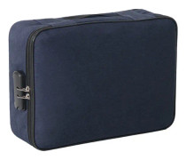 Large Capacity Multi-layers Foldable Fabric Document Storage Bag, Specification:Two Layers-Locked(Navy Blue)