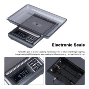 SALALIS 500g mini digital köksvåg - Precision 0,01g - Bakgrundsbelyst LCD-skärm - Svart