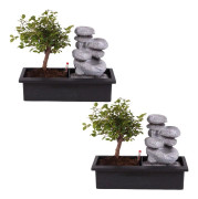 Bonsaiträd - Set om 2 - Bonsai - Höjd 25-35cm - ⌀29cm