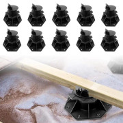 HENGMEI paket med 10 trädäcksfötter Höjdjusterbara 60-140 mm trädäcksfötter för trädäck Landing trädäcksbrädor