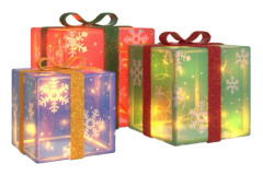 Juldekoration med belysning julklappar 3 st 64 LED varmvit
