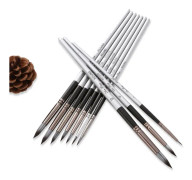 10 In 1 Nylon Hair Watercolor Paint Brush Set Wooden Handle Round Pointed Acrylic Painting Pens(Silver Black)