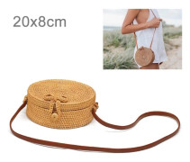 Bowknot Pattern Autumn Rattan Handmade Rattan Bag Vintage Art Beach Ladies Diagonal Bag, Size:20x20x8cm