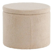 Dunken puff, fotpall med förvaring Ø51cm teddytyg beige.